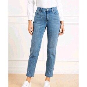 NEW Talbots Pearl Slim Straight Ankle Denim Blue Jean Small Size 6 Medium Wash